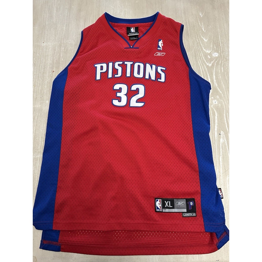 Richard Hamilton 32 Detroit Pistons NBA Reebok Red Sewn Jersey youth XL 18-20